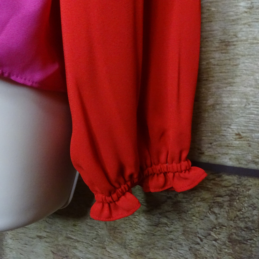 Maison Jules Medium Ruffled Colorblock Top 3G3 - Picture 3 of 8